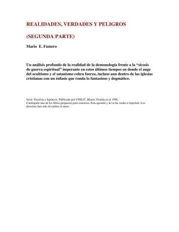 realidades, verdades y peligros - Unidos Contra la Apostasía