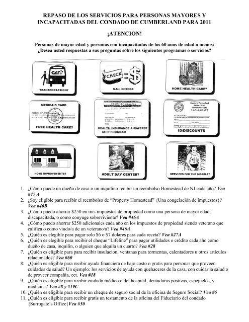 repaso de los servicios para personas mayores y incapacitadas