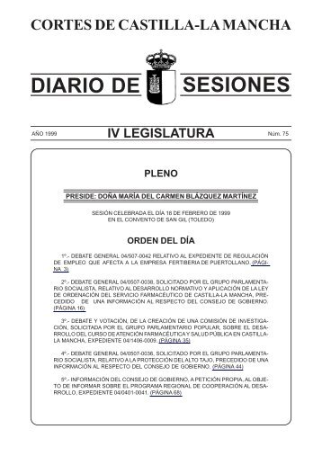 Diario de Sesiones Pleno núm. 075 (18-02-1999) - Cortes de ...