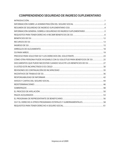 Comprendiendo Seguridad de Ingreso ... - Social Security