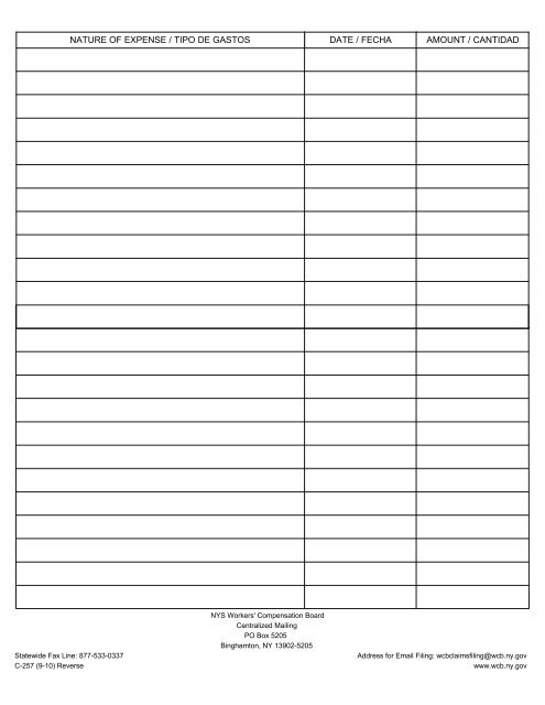 claimant's record of medical and travel expenses and request