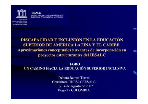 DISCAPACIDAD E INCLUSIÓN EN LA EDUCACIÓN SUPERIOR DE ...