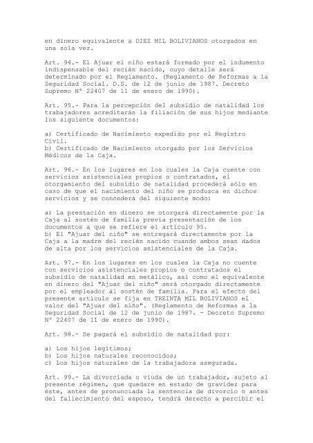 ley de seguridad social - Ministerio de Salud y Deportes de Bolivia