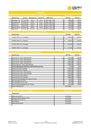 Preisliste