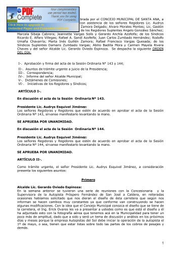 Acta de la Sesión Ordinaria Nº 145 celebrada por el CONCEJO ...