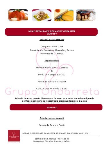 MENUS RESTAURANTE NORMANDIE ONDARRETA MENU Nº 1 ...
