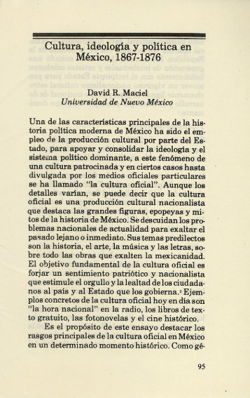 Cultura, ideología y política en México, 1867-1876