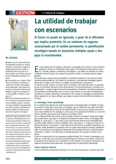 La utilidad de trabajar con escenarios – Anthony M ... - PlanUBA