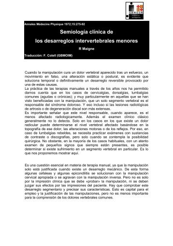 Semiología clínica de los desarreglos intervertebrales ... - sofmmoo