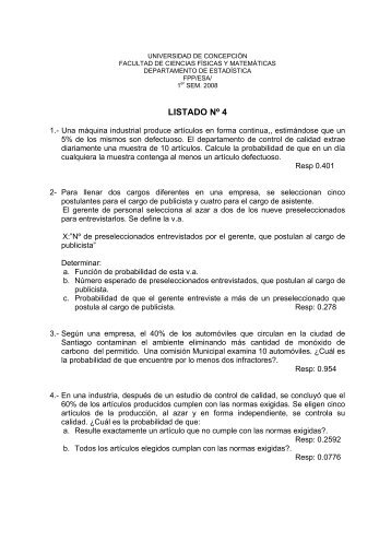 Listado Nº 4.pdf - Universidad de Concepción