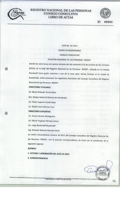 RENAP Acta del Consejo Consultivo 42-2012