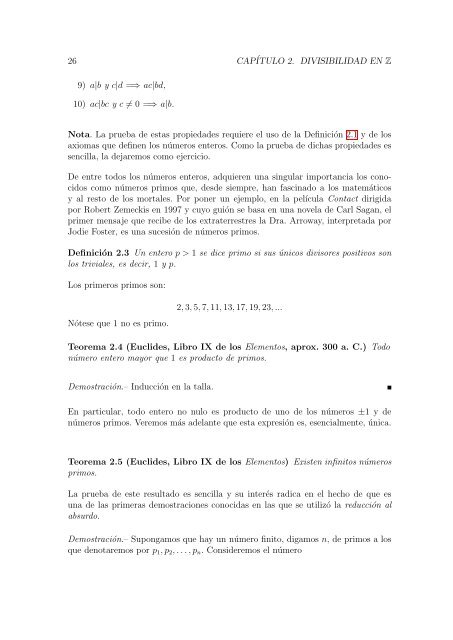 Cap´ıtulo 2 Divisibilidad en Z - IMERL