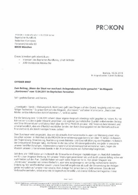 Offenen Brief Mit Anlagen Als Pdf Herunterladen Prokon
