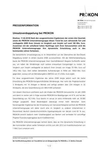 Diese Pressemitteilung als PDF herunterladen - PROKON ...