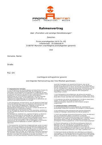 Rahmenvertrag - promoAgenten