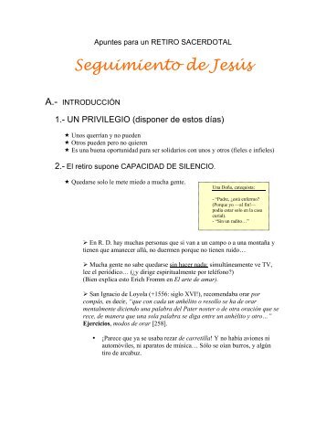 Apuntes para un Retiro Sacerdotal