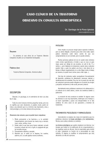 CASO CLÍNICO DE UN TRASTORNO OBSESIVO EN ... - Ropaz.net