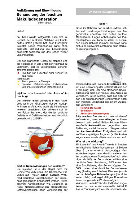 Musterblatt des ärztlichen Aufklärungsbogens (PDF) - PRO RETINA ...