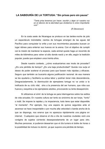 LA SABIDURÍA DE LA TORTUGA: “Sin prisas pero sin pausa”, 7 págs.