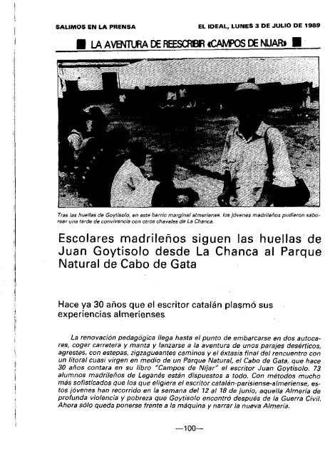 Campos de Nijar, 30 años después - Bibliotecas Públicas