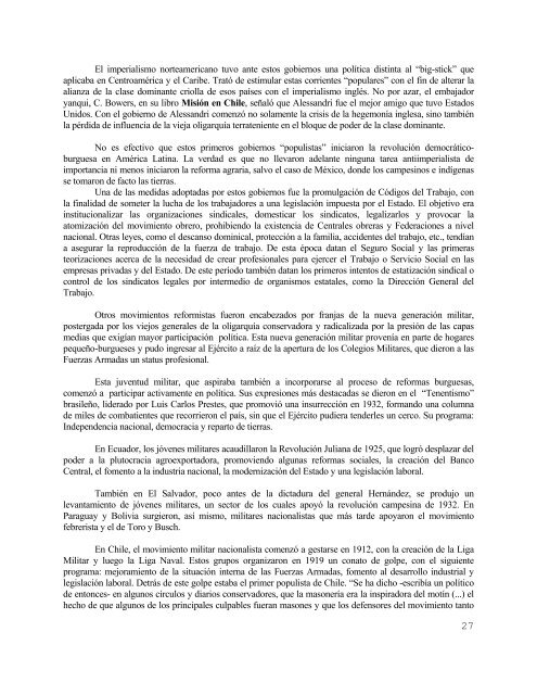 La Formación Semicolonial l 1890-1930 - Universidad de Chile