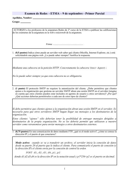 Examen de Redes - ETSIA – 9 de septiembre - Primer Parcial