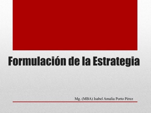 Formulación de la Estrategia