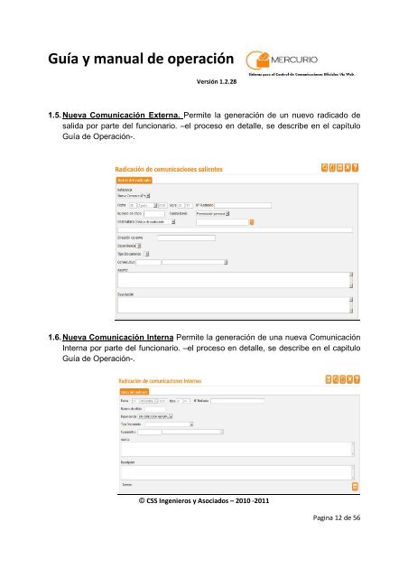 Guía y manual de operación - CSS Ingenieros y Asociados SAS