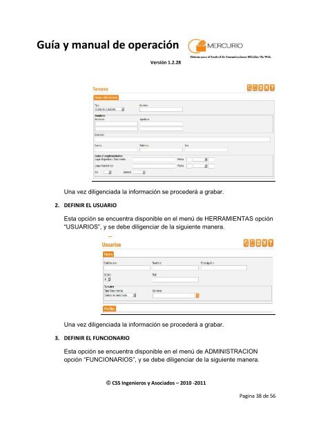 Guía y manual de operación - CSS Ingenieros y Asociados SAS