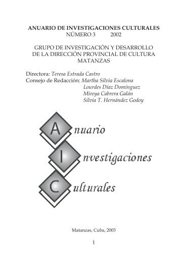 anuario de investigaciones culturales número 3 2002 grupo - Atenas