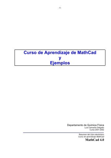 Curso de Aprendizaje de MathCad y Ejemplos