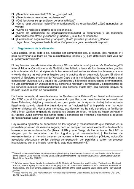 “Juego de Herramientas” - toolkit - Housing and Land Rights Network