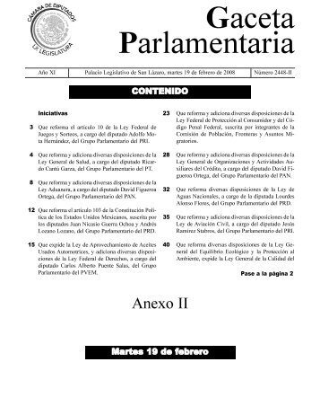 Anexo II - Gaceta Parlamentaria, Cámara de Diputados