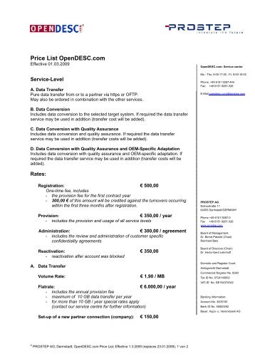 Price List OpenDESC.com - Prostep AG