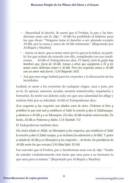 Resumen Simple de los Pilares del Islam y el Imaan