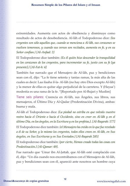 Resumen Simple de los Pilares del Islam y el Imaan