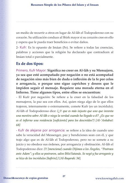 Resumen Simple de los Pilares del Islam y el Imaan