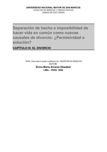 Separación de hecho e imposibilidad de hacer vida en ... - Cybertesis