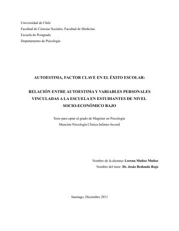 autoestima, factor clave en el éxito escolar: relación entre - Tesis ...