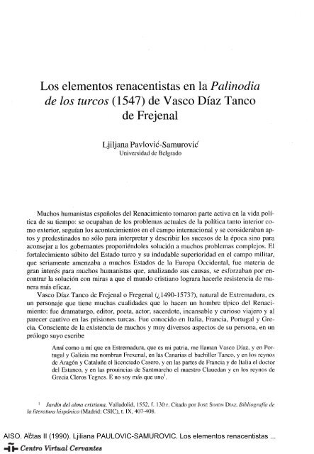 Los elementos renacentistas en la «Palinodia de los Turcos» (1547 ...