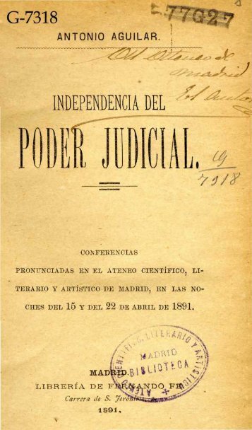 Independencia del poder judicial. Conferencias ... - Ateneo de Madrid