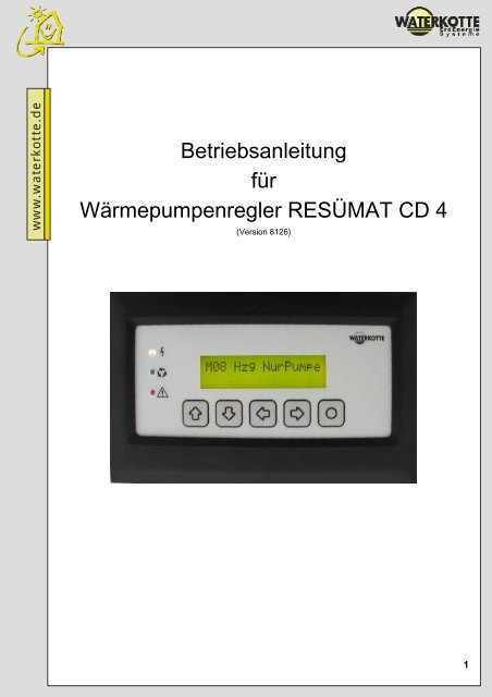 Betriebsanleitung für Wärmepumpenregler RESÜMAT CD 4