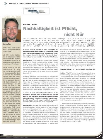 "Nachhaltigkeit ist Pflicht, nicht Kür" mit Matthias Pütz - Provadis