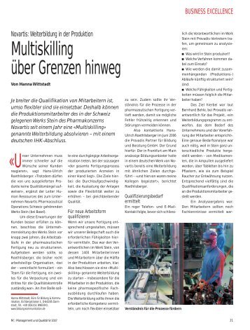 U« Multiskilling über Grenzen hinweg - Provadis