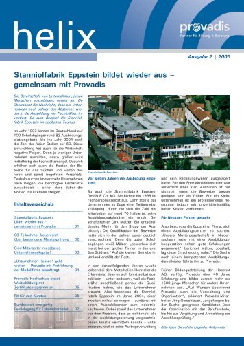 Stanniolfabrik Eppstein bildet wieder aus – gemeinsam mit Provadis