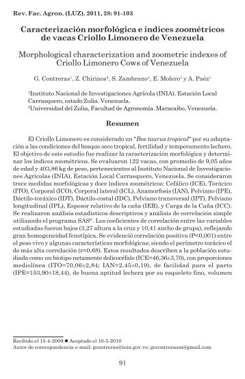 Caracterización morfológica e índices zoométricos de vacas Criollo ...