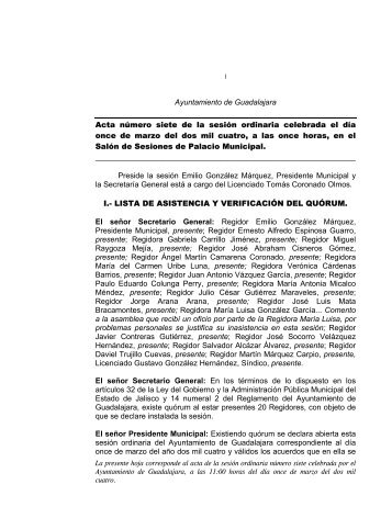 Acta número ochenta y dos de la sesión ordinaria ... - Guadalajara