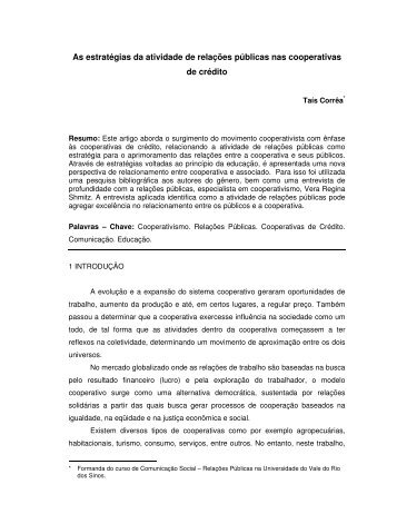 As estratégias da atividade de relações públicas nas cooperativas ...