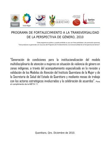 “Generación de condiciones para la institucionalización del modelo ...