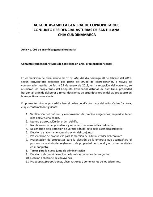 ACTA DE ASAMBLEA GENERAL DE COPROPIETARIOS ...